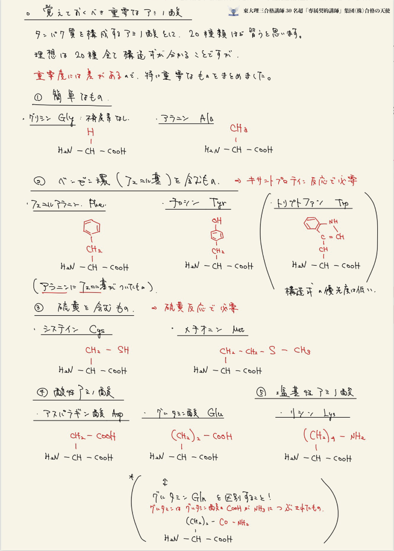 覚えるべき重要なアミノ酸